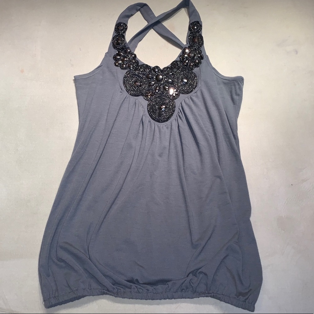 Jeweled Neckline Tank